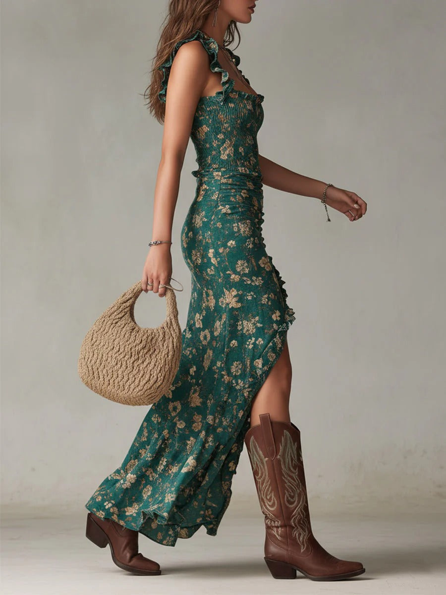 Lucie | Ruched Floral Maxi Dress