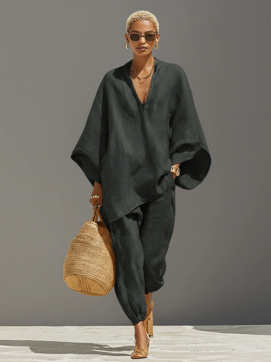 Solenne | Textured Asymmetric Two-Piece Set