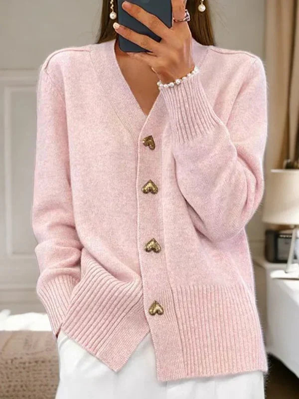 Ella | Heart Button Knit Cardigan