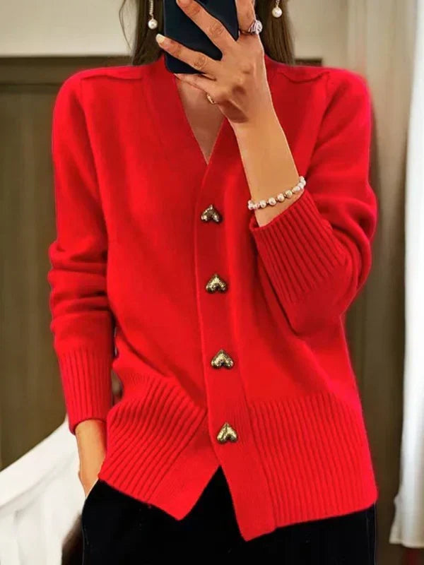 Ella | Heart Button Knit Cardigan