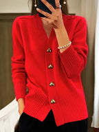 Ella | Heart Button Knit Cardigan