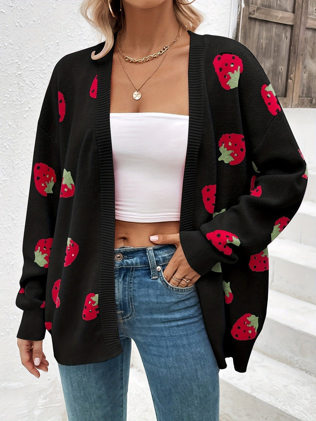 Cecile | Strawberry Motif Cardigan