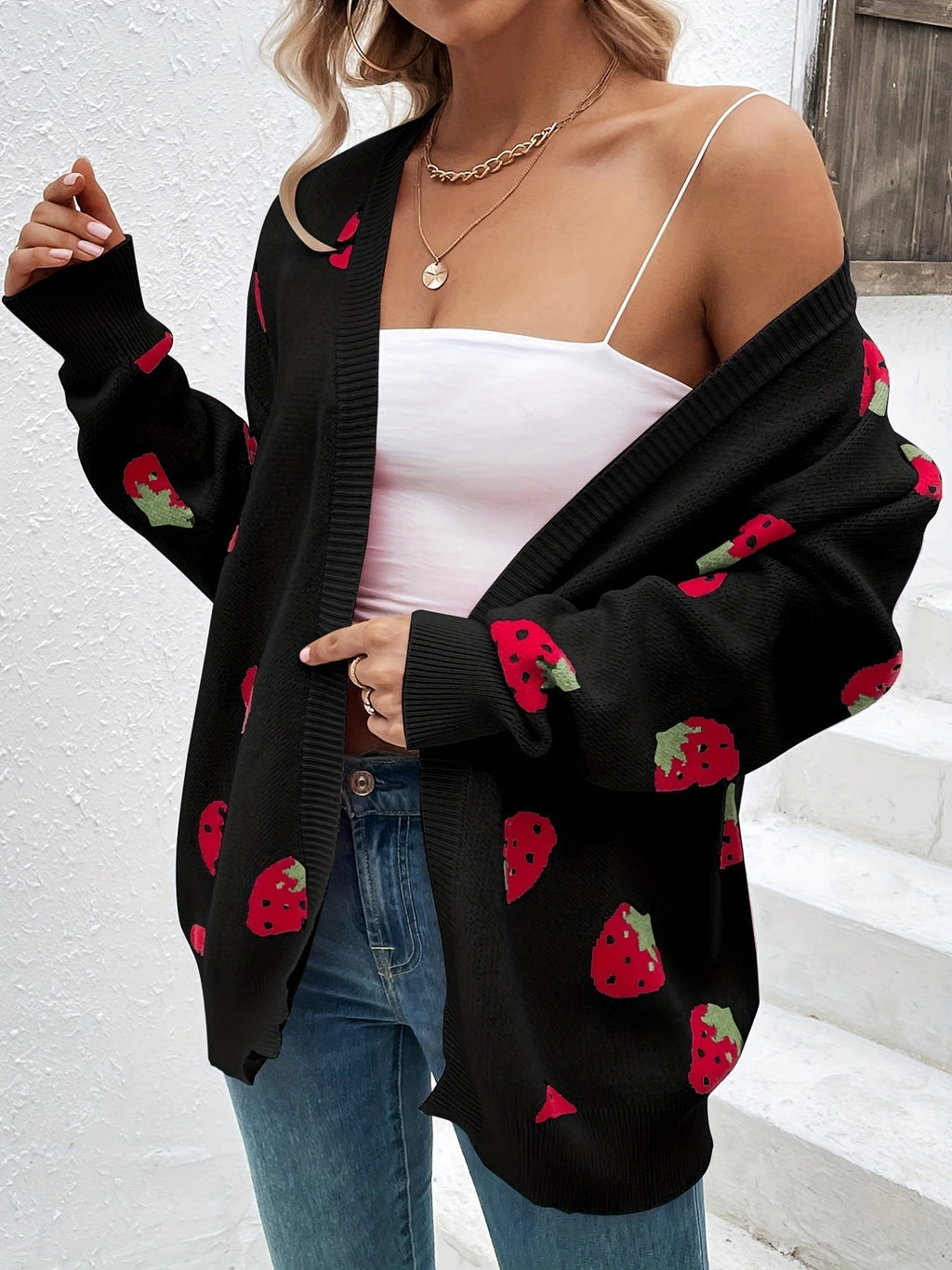 Cecile | Strawberry Motif Cardigan