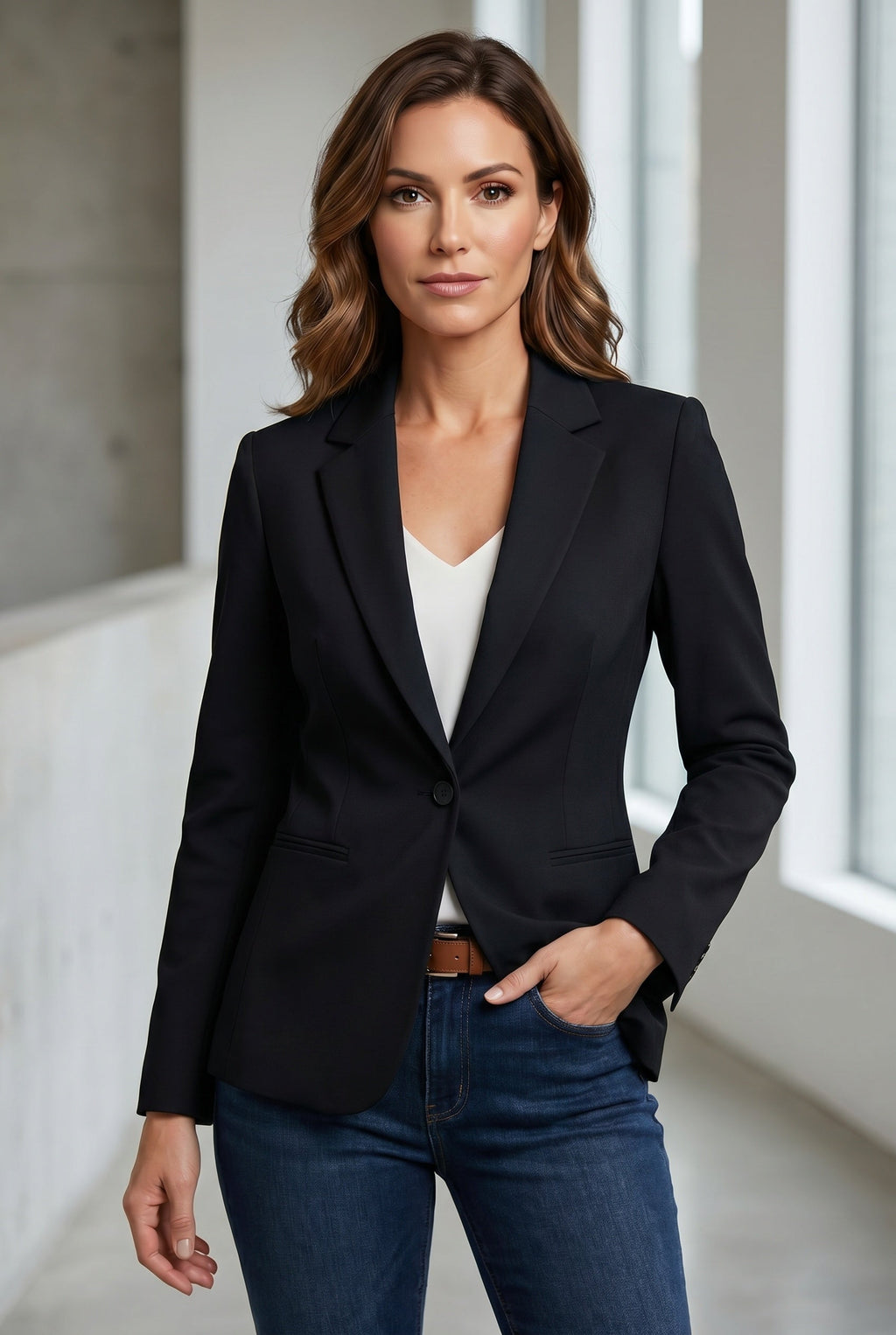 Estella | Tailored Blazer Lapel Collar Button Closure Slim Fit