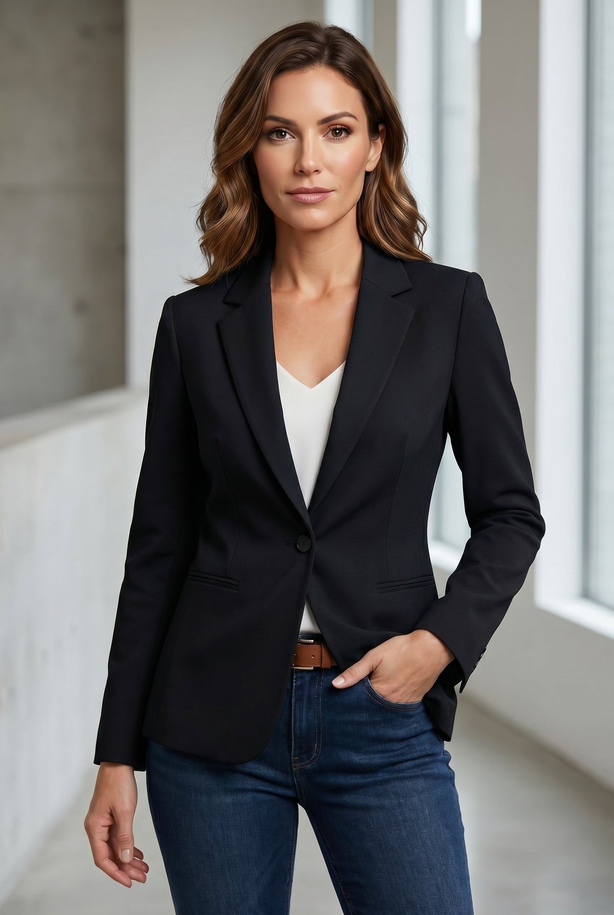 Estella | Tailored Blazer Lapel Collar Button Closure Slim Fit