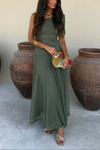 Aveline | Pleated One Shoulder Maxi Dress