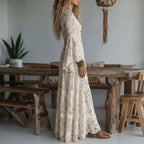 Amelia | Women's Long Sleeve Lace V-Neck Maxi Dress