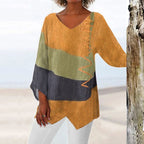 Petra | Artistic Print V-Neck Blouse