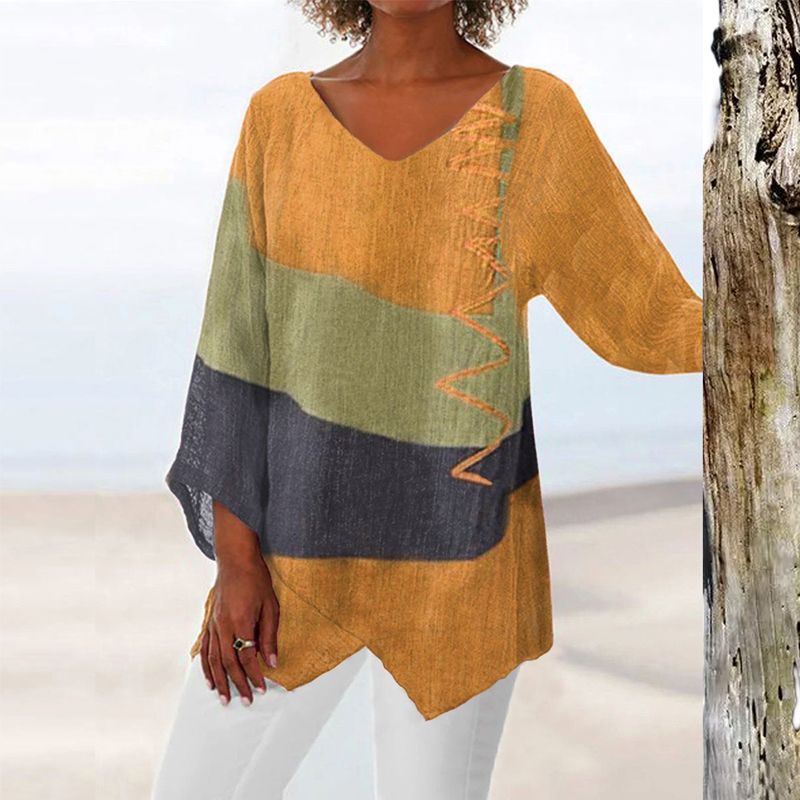 Petra | Artistic Print V-Neck Blouse