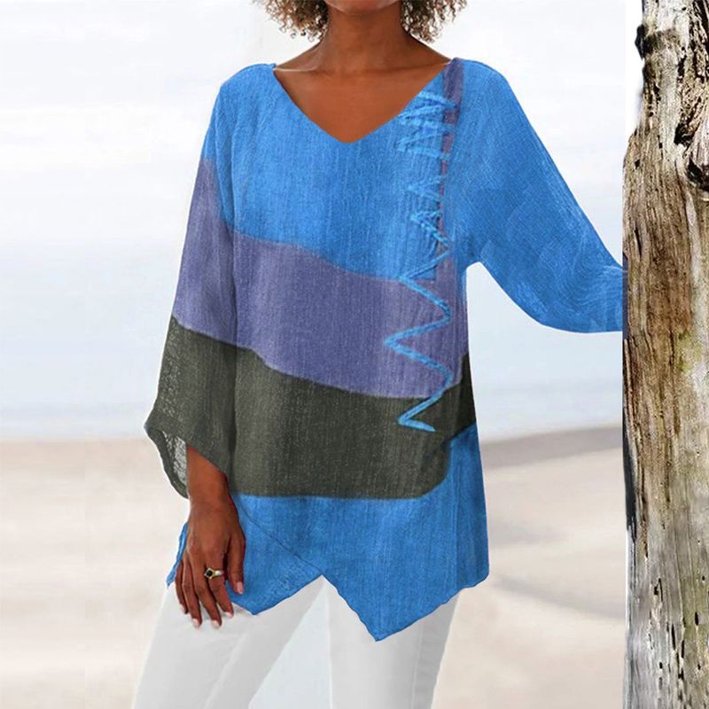Petra | Artistic Print V-Neck Blouse