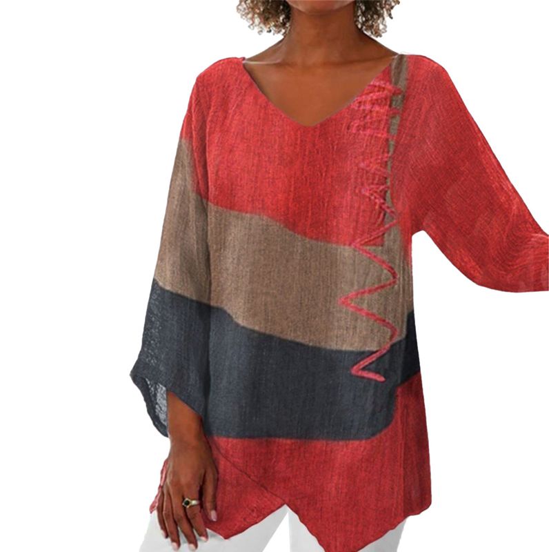 Petra | Artistic Print V-Neck Blouse