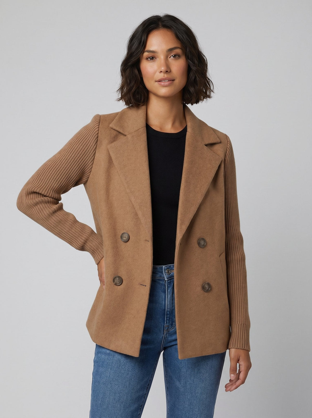 Amora | Knit Sleeve Blazer