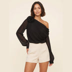 Tamsin | One Shoulder Rosette Blouse