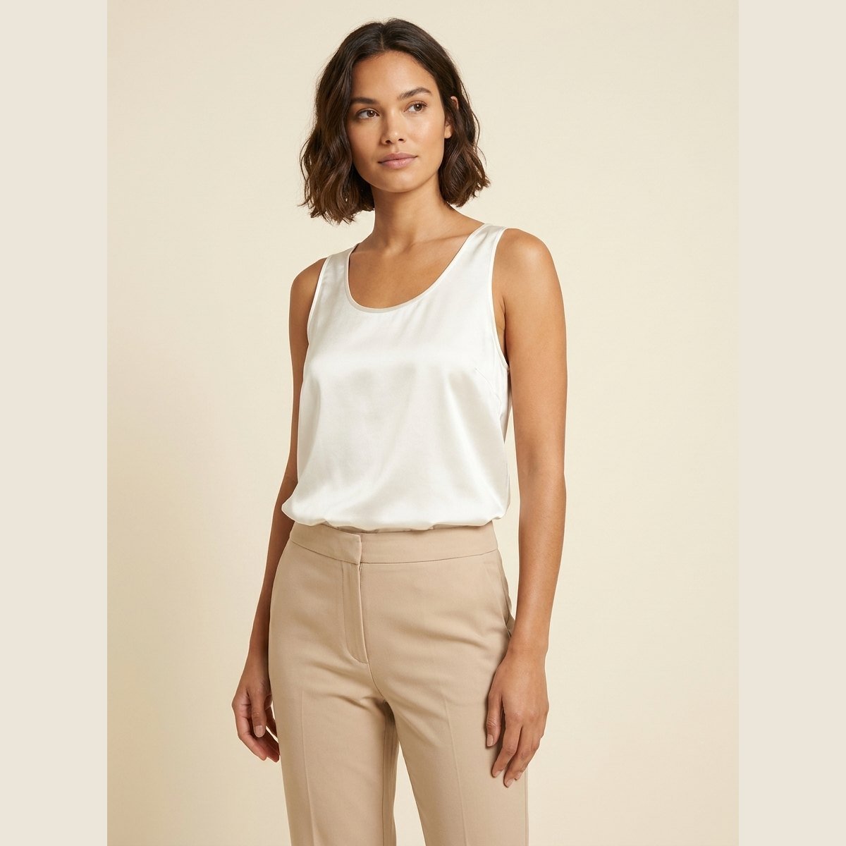 Rosaline | Satin Plunge Tank