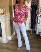 Elin | Women's Casual Top with Print and V-Neck