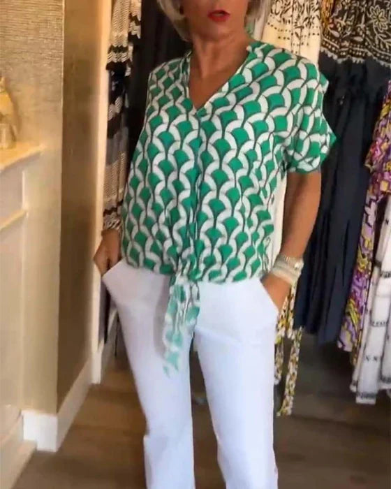 Elin | Women's Casual Top with Print and V-Neck