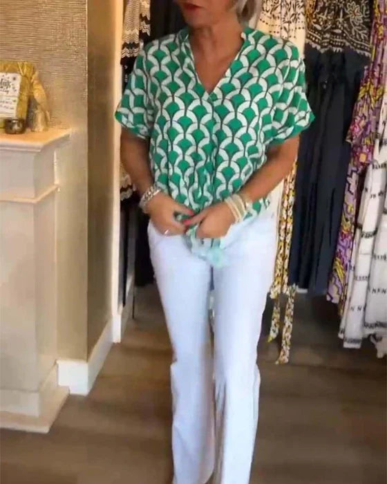 Elin | Women's Casual Top with Print and V-Neck