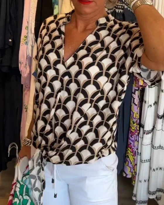 Elin | Women's Casual Top with Print and V-Neck