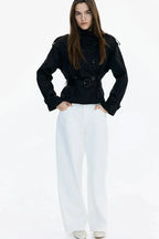 Odessine | Belted High Collar Trench Coat