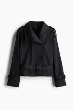 Odessine | Belted High Collar Trench Coat