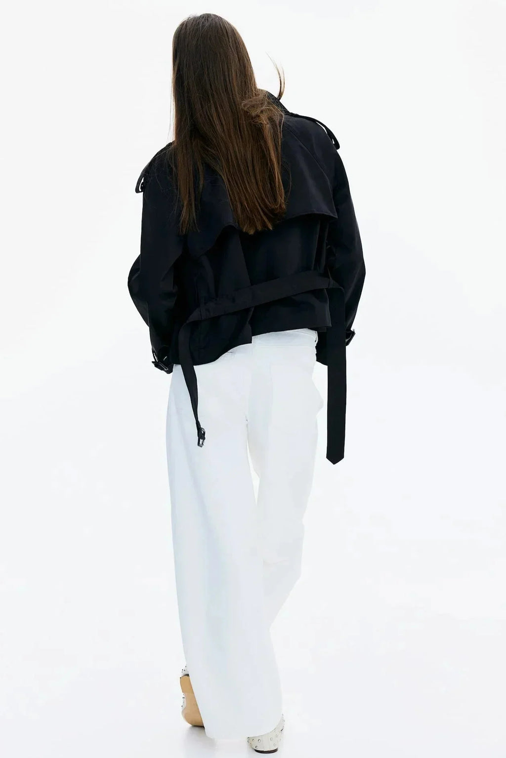 Odessine | Belted High Collar Trench Coat