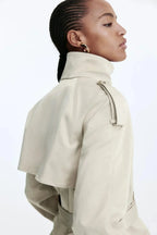 Odessine | Belted High Collar Trench Coat