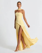 Isolde | Strapless Lace-Up Slit Maxi Dress