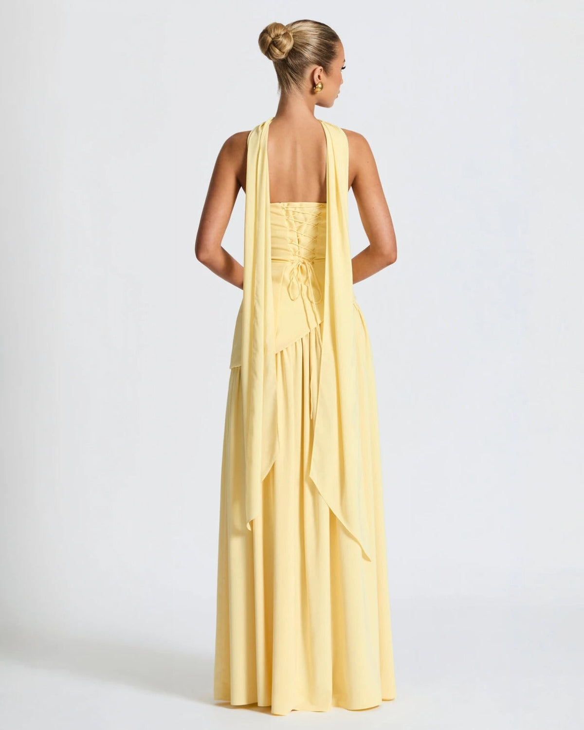 Isolde | Strapless Lace-Up Slit Maxi Dress